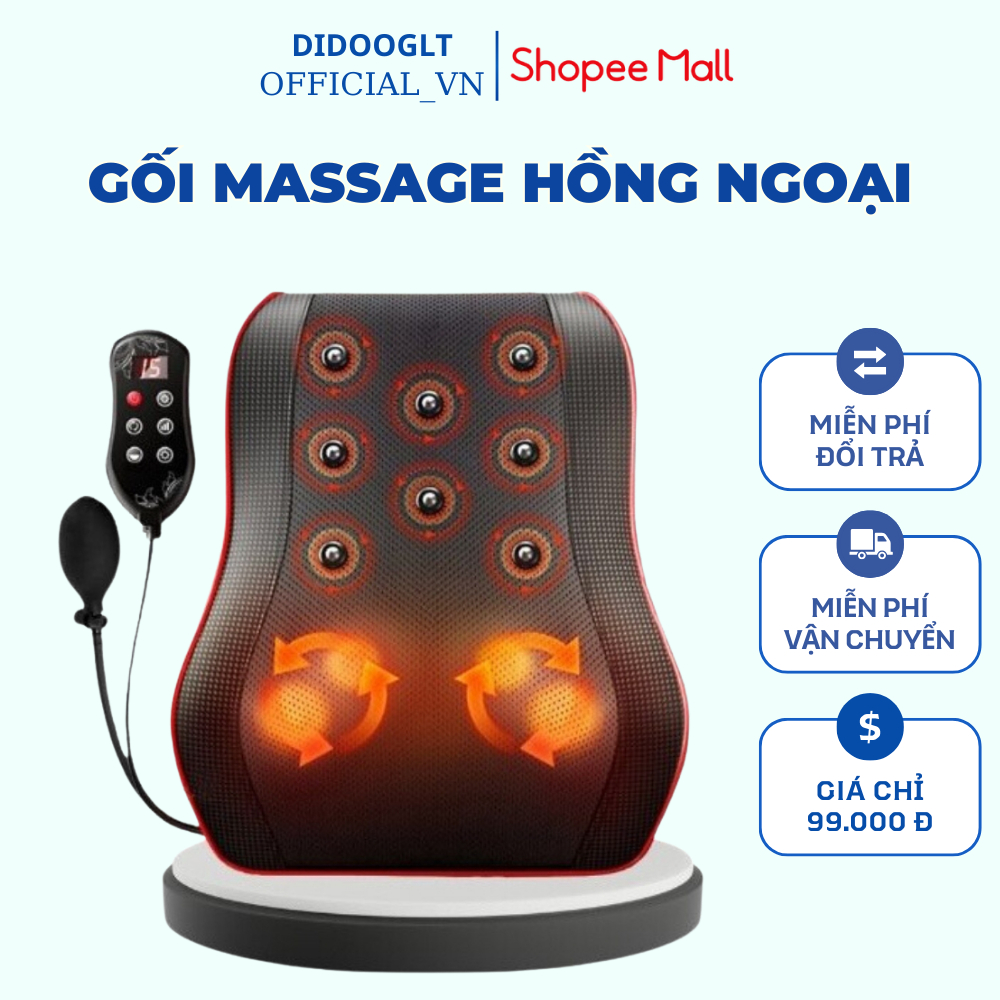 Gối Massage Cổ Vai Gáy Toàn Thân Didooglt - Gối Massage Hồng Ngoại Giảm Căng Thẳng Mệt Mỏi Cải Thiện Sức Khoẻ