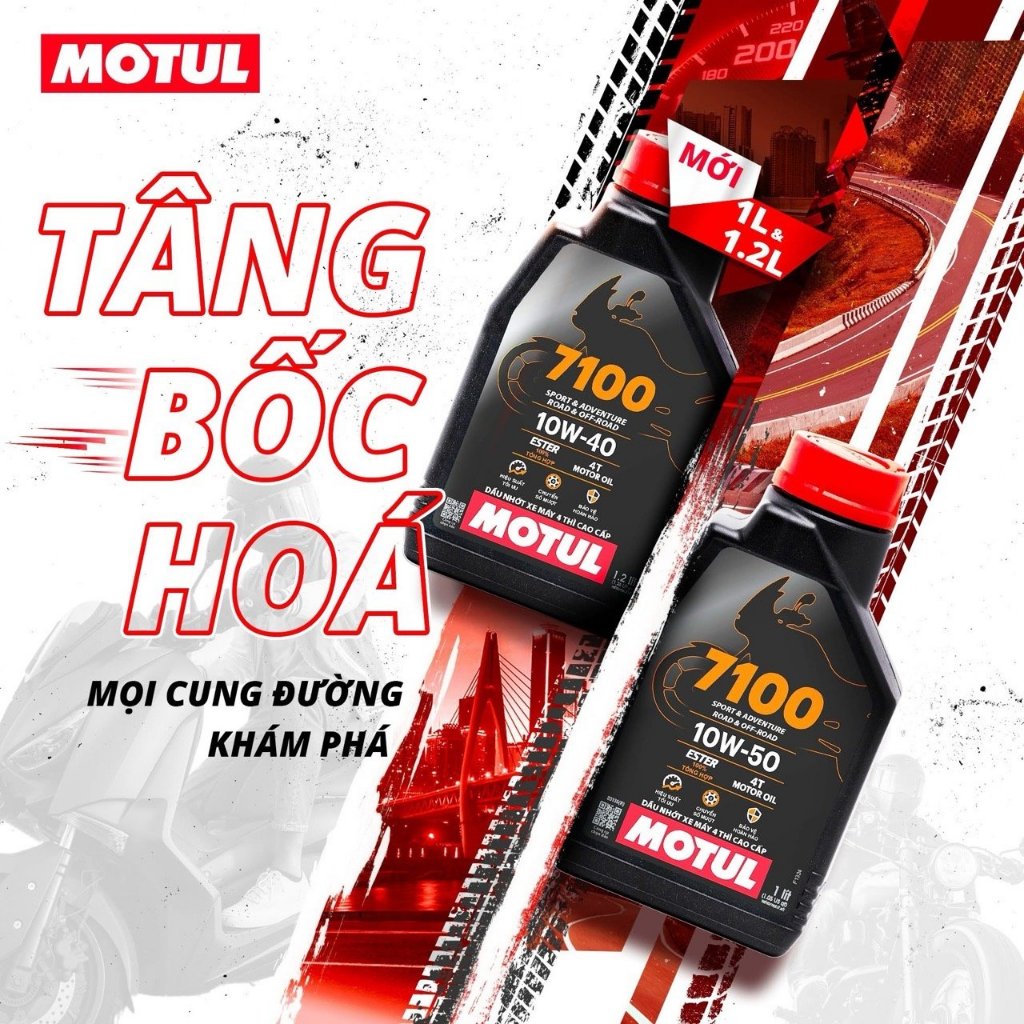 Nhớt Motul 7100 4T 10W-50 – Dầu Nhớt Cao Cấp Cho Xe Côn Tay Đi Tour, Phượt Đường Dài