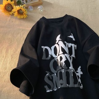 Áo thun gấu DON'T CRY tay lỡ unisex nam nữ phông form rộng teen cổ tròn freesize cotton giá rẻ basic dễ thương