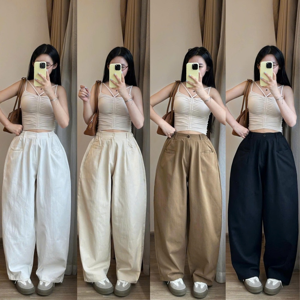 Quần Kaki Dáng Suông Ống Rộng Nữ 247Store Chun Sau Basic Mặc Đi Học Đi Làm Đi Chơi | BigBuy360 - bigbuy360.vn