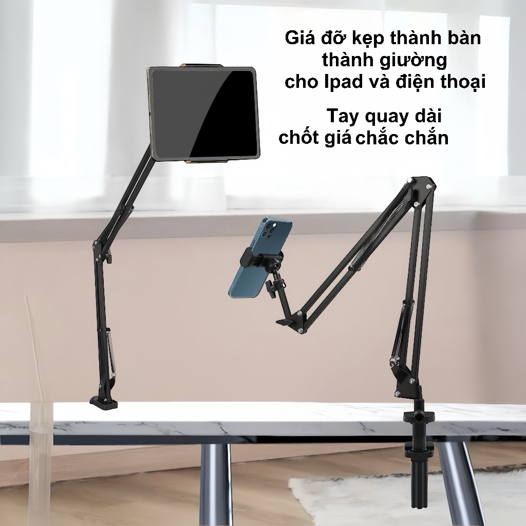 Kẹp Điện Thoại, Ipad, Tab và các máy tính bảng đến màn 11inch và 14inch Xem Phim Kẹp thành bàn, thành ghế, giường mỏng