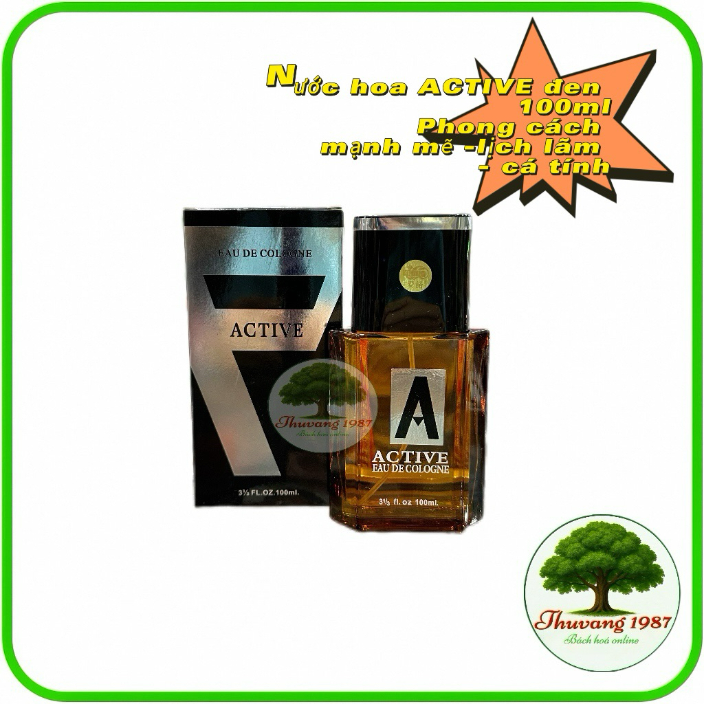 Nước Hoa Nam Active đen 100ml , mùi thơm nam tính lưu hương lâu sang trọng