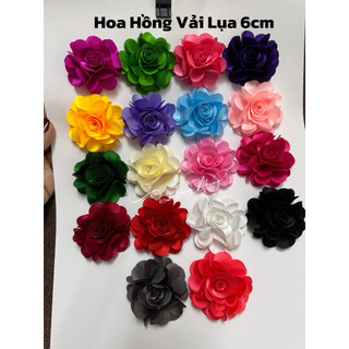 Sét 10 cái - HOA HỒNG VẢI PHI LỤA 6cm