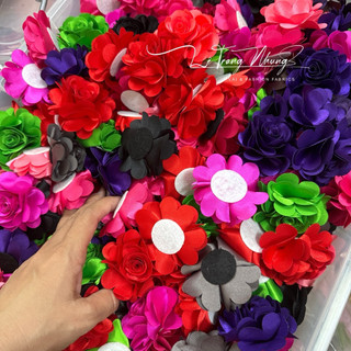Sét 10 cái - HOA HỒNG VẢI PHI LỤA 6cm