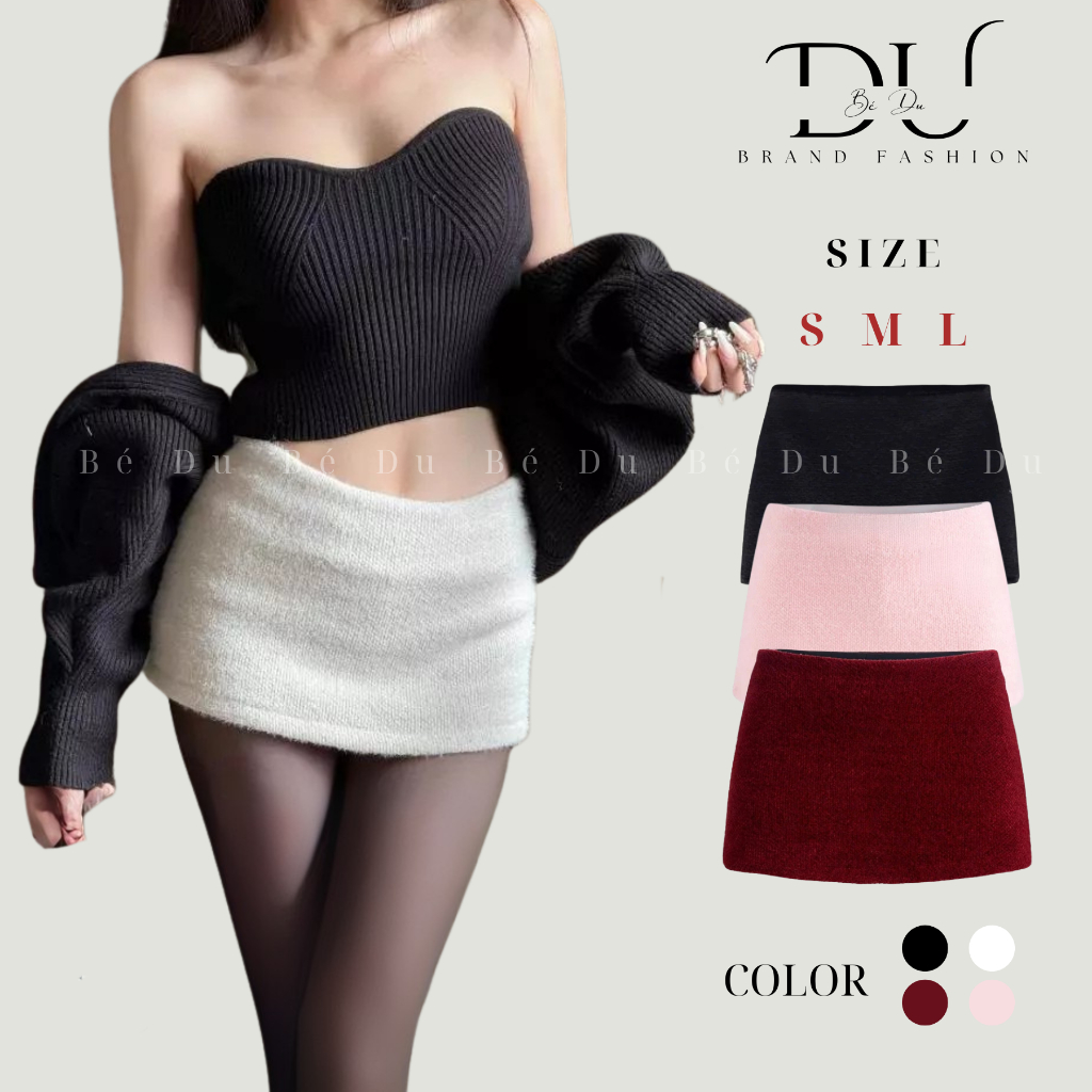Chân Váy Ngắn Nữ Lông Thỏ Mini Skirt Trơn Basic Chân Váy Cạp Thấp Trẻ Trung Cá Tính Chân Váy Siêu Ng