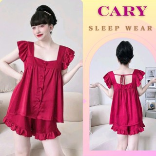 Đồ bộ ngủ nữ set 2 dây quần đùi mặc nhà tay cánh tiên nút bọc họa tiết trơn chất vải lụa satin cao cấp mềm mát CARY