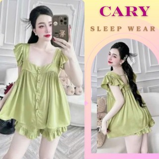 Bộ ngủ 2 dây lụa satin nút bọc cao cấp set bộ đồ ngủ nữ áo hai dây tay cánh tiên quần đùi phối bèo mặc nhà dễ thương 