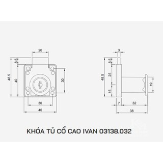 Khóa Vuông  cổ cao  chính hãng VICKINI - IVAN