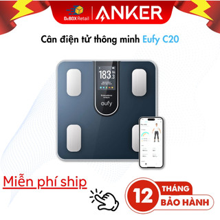 Cân điện tử thông minh Bluetooth Eufy C20 (by Anker) | Đo 16 chỉ số | Tích hợp App sức khỏe - Chính hãng BH 12 tháng