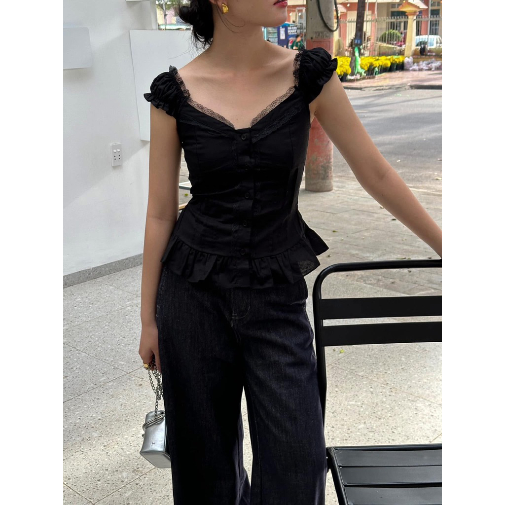 Áo cổ ren Linen Shu Shi Clothing