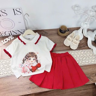 COMBO váy cho bé gái in 5D hình cô gái đáng yêu mix cổ bo dua dễ thương (váy có lót trong) từ 9 - 43Kg