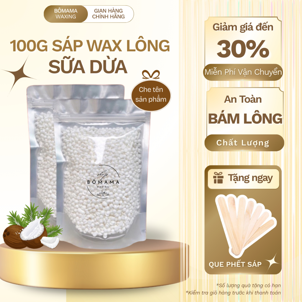 Sáp Wax Lông Nóng Sữa Dừa Cao Cấp BôMaMa Siêu Bám Lông, Dùng Cho Da Nhạy Cảm…