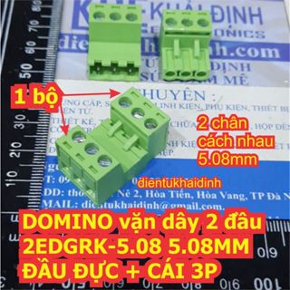 DOMINO, TERMINAL ĐẦU NỐI vặn dây 2 đầu 2EDGRK-5.08 5.08MM ĐẦU ĐỰC + CÁI các loại 2P ~ 12P kde6906