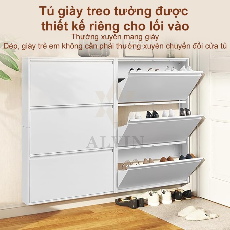 ALIVIN Tủ giày thép siêu mỏng kích thước nhỏ dung tích lớn tủ giày kim loại hiện đại kiểu Bắc Âu | BigBuy360 - bigbuy360.vn
