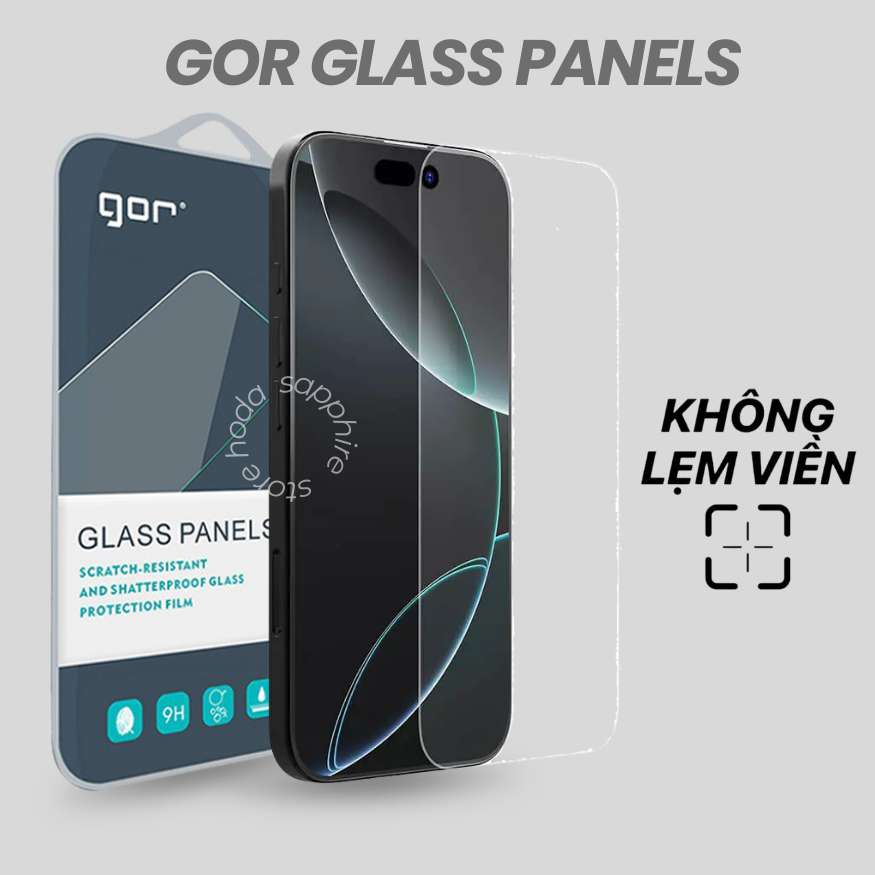 Combo 2 Kính Cường Lực Không Viền Gor Glass Panels Trong Suốt Không Lẹm Màn Hình Iphone 17 Pro Max 16 Plus 15 14 13 12
