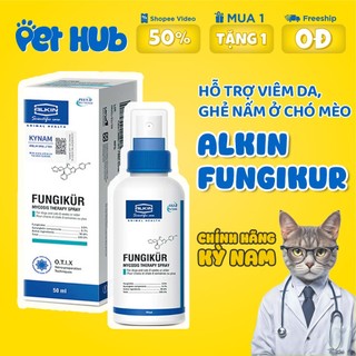   Chính hãng Kỳ Nam  Chai Xịt Alkin Funikur Hỗ Trợ Viêm Da Ghẻ Nấm Cho Chó Mèo 50ml 