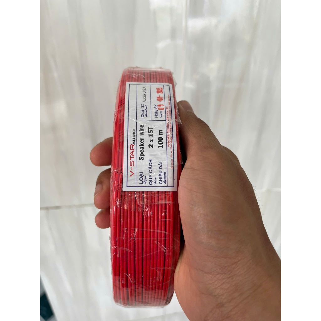 Bộ 10 mét Dây Điện Đỏ Đen (Dây Loa) 2x15 Tim Thương Hiệu V-Star
