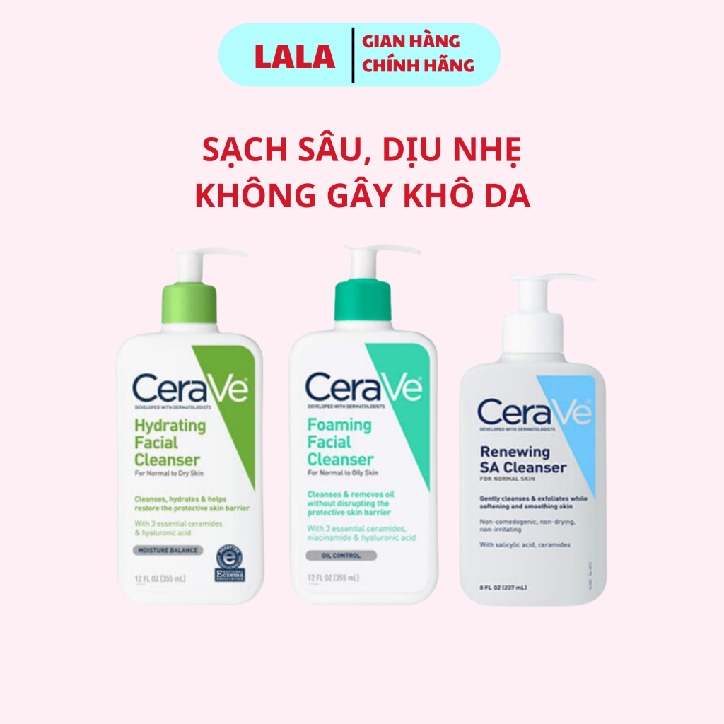 Sữa Rửa Mặt Cerave Sữa Rửa Mặt Cho Da Dầu, Da Khô, Da Mụn Và Nhạy Cảm