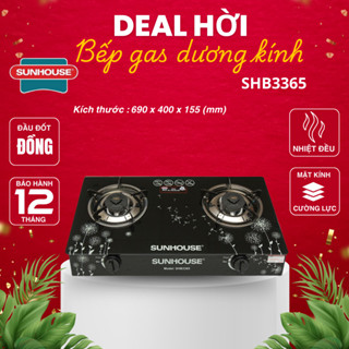Bếp gas dương kính Sunhouse SHB3365, Mặt kính chịu lực, chịu nhiệt 7mm, Nhiệt đều, Tiết kiệm gas