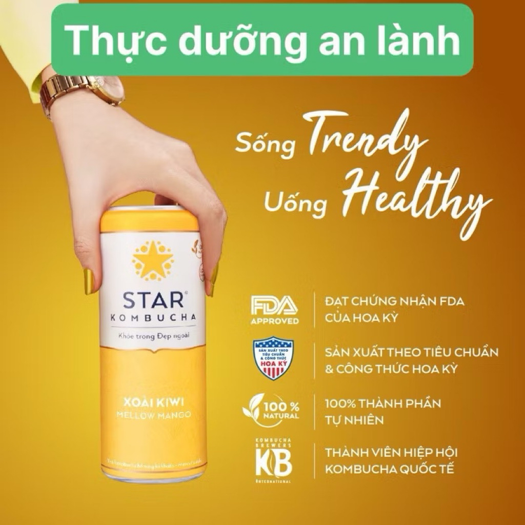 STAR KOMBUCHA VỊ XOÀI KIWI / MANGO KIWI 250ml