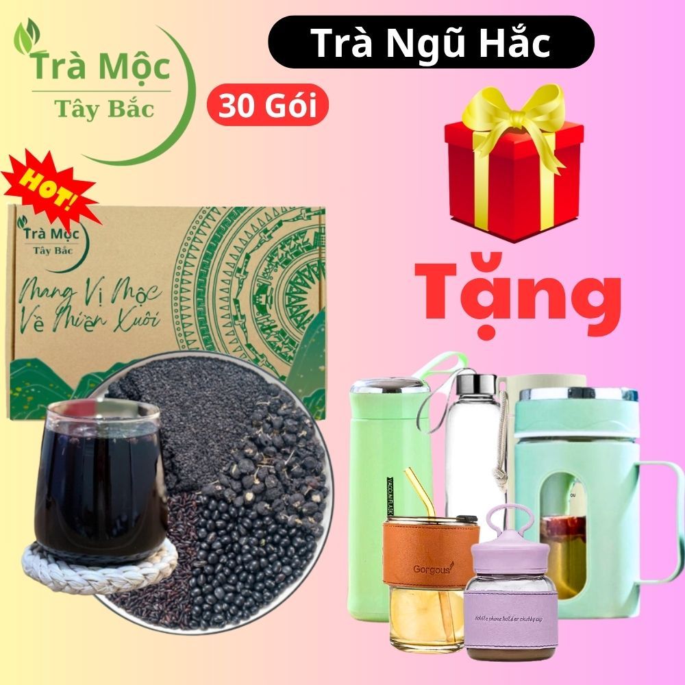 Trà Ngũ Hắc Dưỡng Tóc 30 Gói (TẶNG BÌNH) – Trà Thảo Mộc Sấy Lạnh Giúp Đen Tóc, Thanh Lọc, Ngủ Ngon – Túi Lọc Tiện Lợi