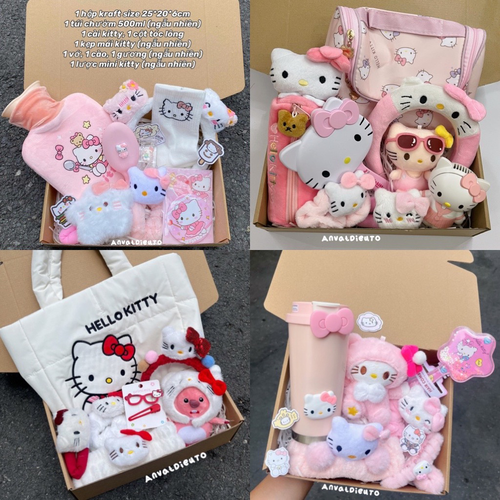 [Hàng sẵn HCM] Set quà tặng sinh nhật, gấu bông, phụ kiện tóc Hello Kitty tặng lễ 20/10, quốc tế phụ nữ