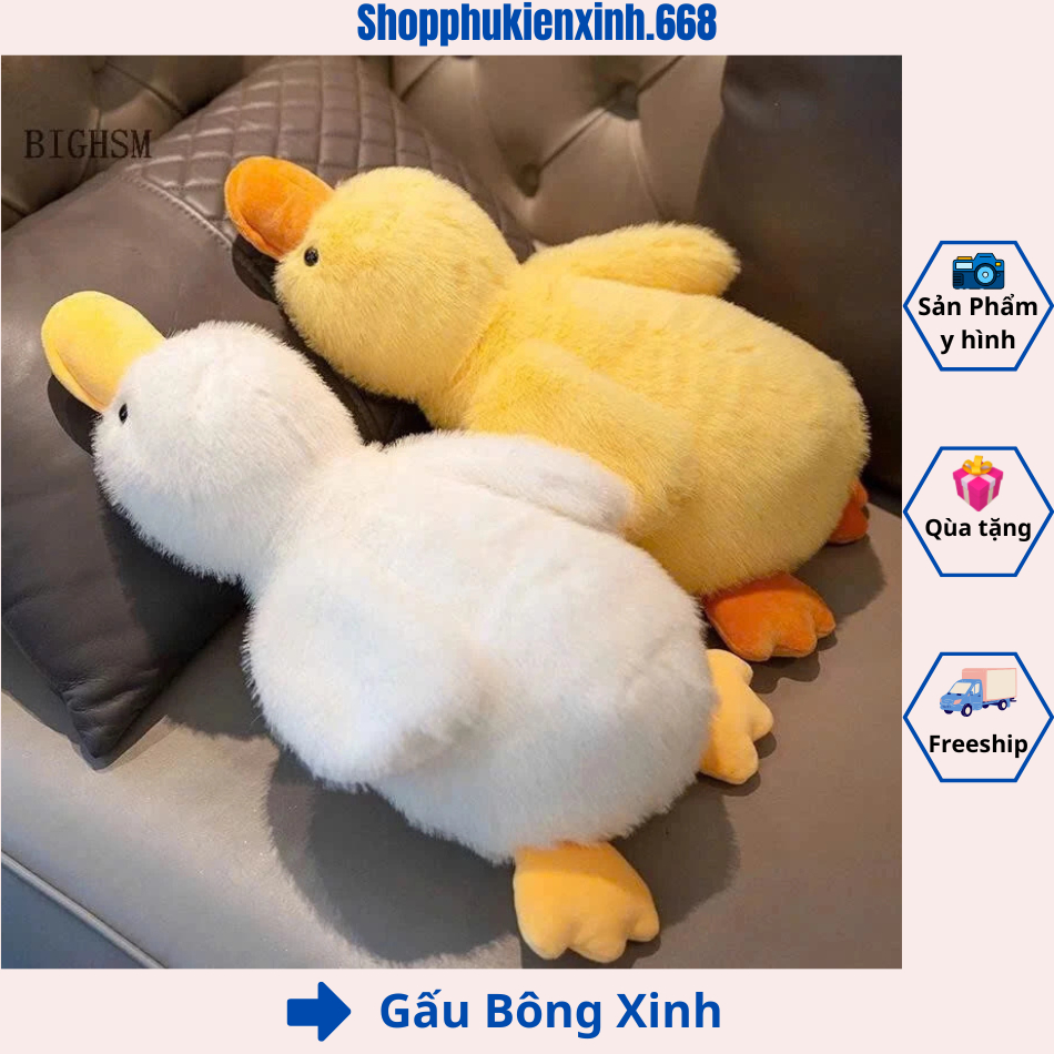 Gấu Bông Vịt Tơ Dáng Nằm Siêu Mềm Mịn 50cm - Gối Ôm Vịt Bông Dễ Thương Tặng Cho Bé Và Người Yêu