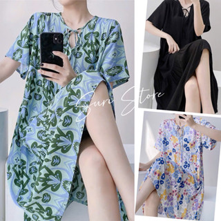 Đầm, váy ngắn tay mặc nhà vải tole lanh mềm mại, nhẹ mát (mặc ngủ, bầu bí)