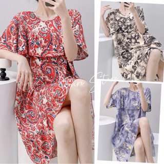 Đầm, váy ngắn tay mặc nhà vải tole lanh mềm mại, nhẹ mát (mặc ngủ, bầu bí)