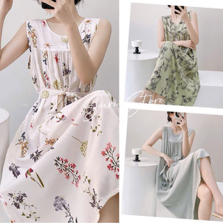 [Có sẵn] Đầm sát nách lanh tole rộng dài mềm mát có kèm đai - Freesize 58-80kg