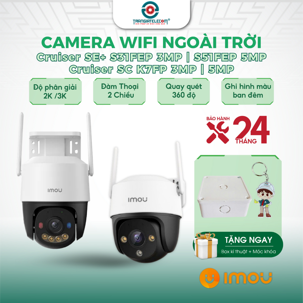 Camera WIFI IMOU S31FEP 3MP, S51FEP 5MP, K7FP 3MP/5MP Ngoài Trời, Màu Đêm, Đàm Thoại 2 Chiều - TRANG