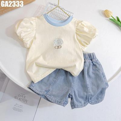 Set Áo Thun Họa Tiết Dâu Tây Hồng Quần Jean Ngắn Cho Bé Gái 1-7 Tuổi MINTSCLOSET Quảng Châu - GA2314 GA2558