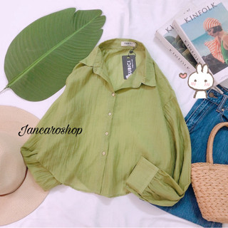 [2 Mẫu] Sơ Mi Lụa Tay Phồng Tà Bầu - Jancaroshop