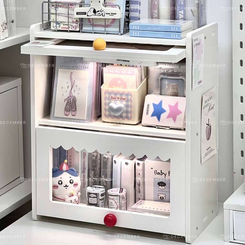 Tủ để bàn 2 tầng chống nước cánh viền cách điệu trong suốt đa năng | BigBuy360 - bigbuy360.vn