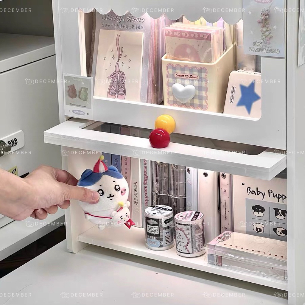 Tủ để bàn 2 tầng chống nước cánh viền cách điệu trong suốt đa năng | BigBuy360 - bigbuy360.vn