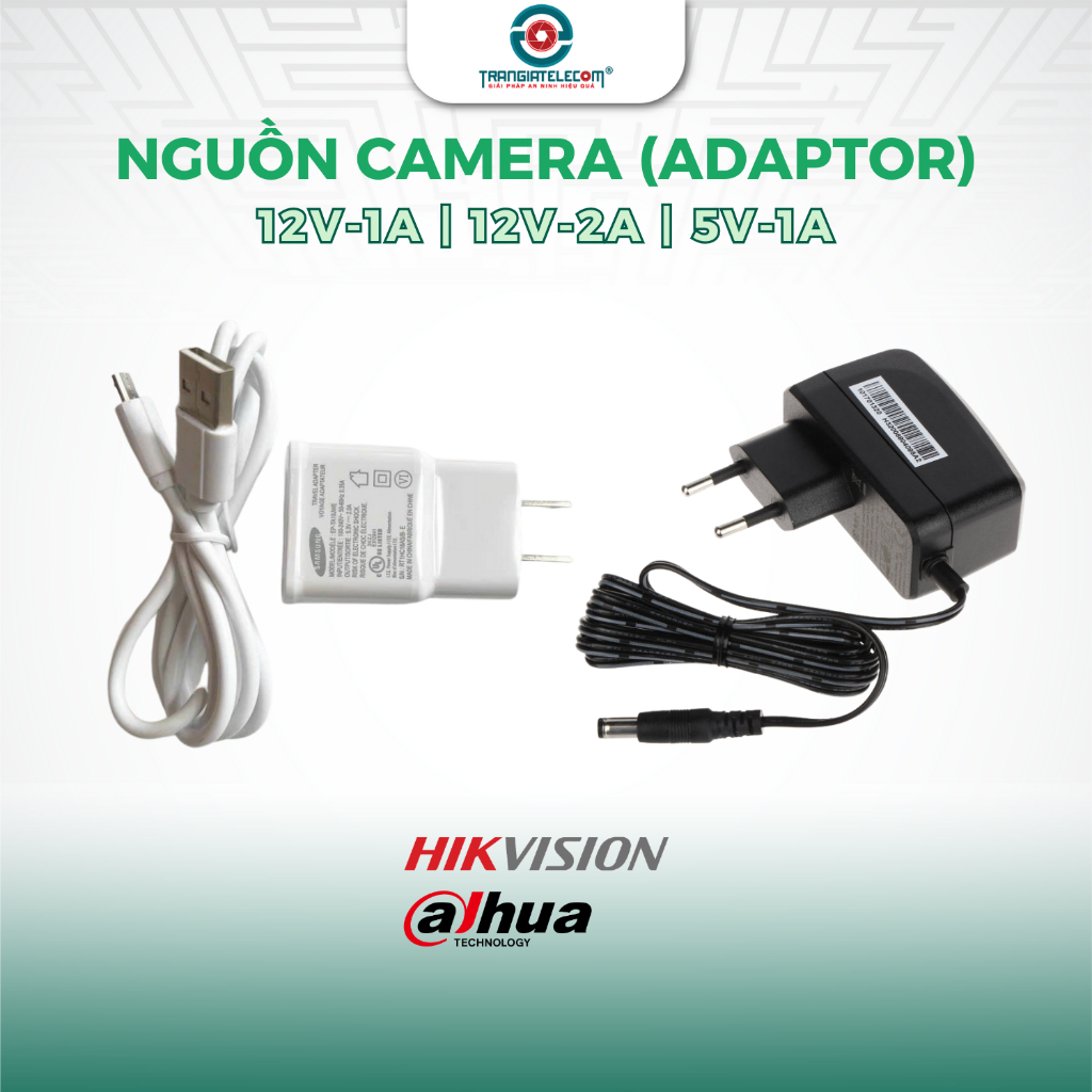 Nguồn Adapter 12V-1A/ 12V-2A/ 5V-1A Dùng Cho Camera Wifi Trong Nhà/ Ngoài Trời - TRANGIATELECOM