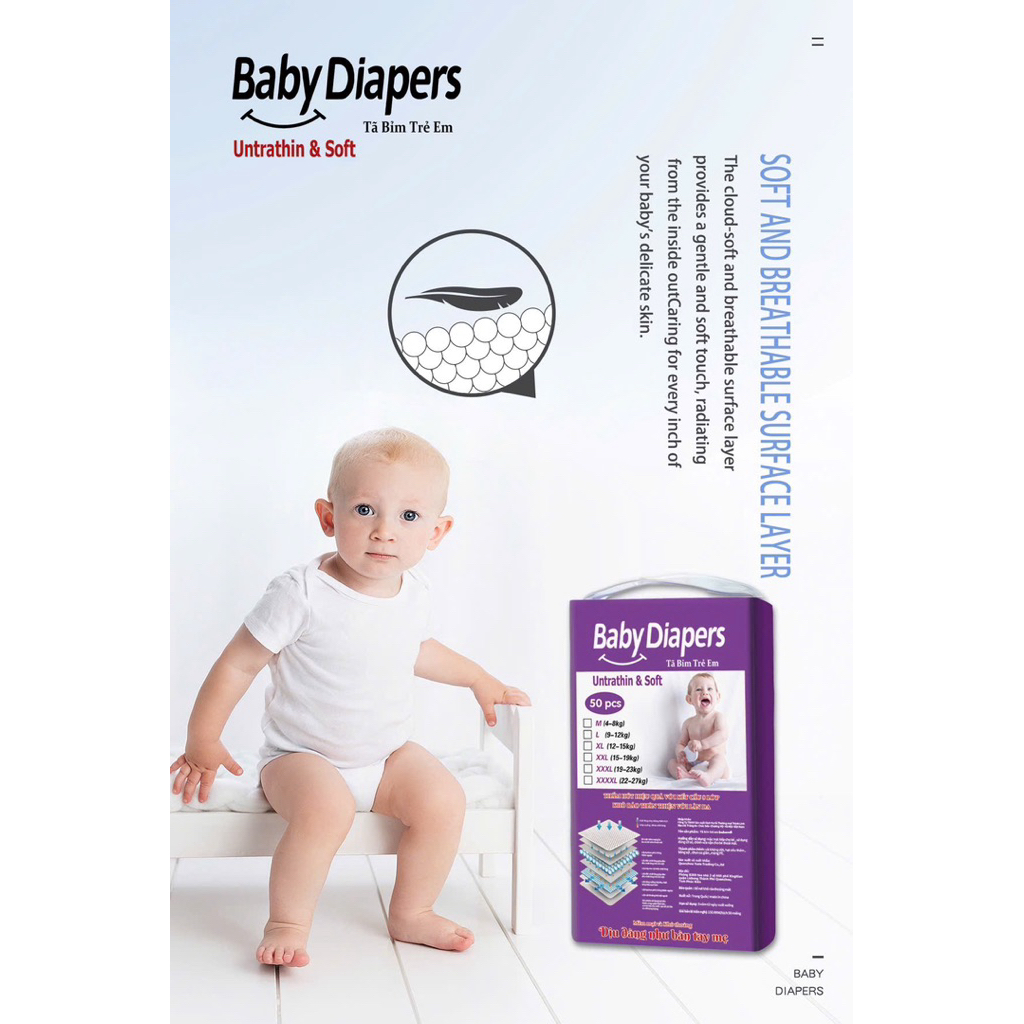 [ QUẦN Bỉm-100 miếng] Tã/Bỉm quần bo Mông Bubandi size M,L,XL,XXL,XXXL 100 miếng tã thoáng khí, thấm
