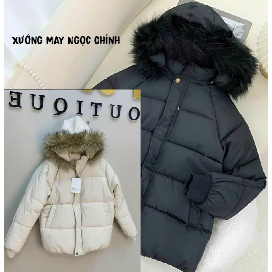 Áo Phao Béo Mũ Lông Phong Cách Hàn Quốc