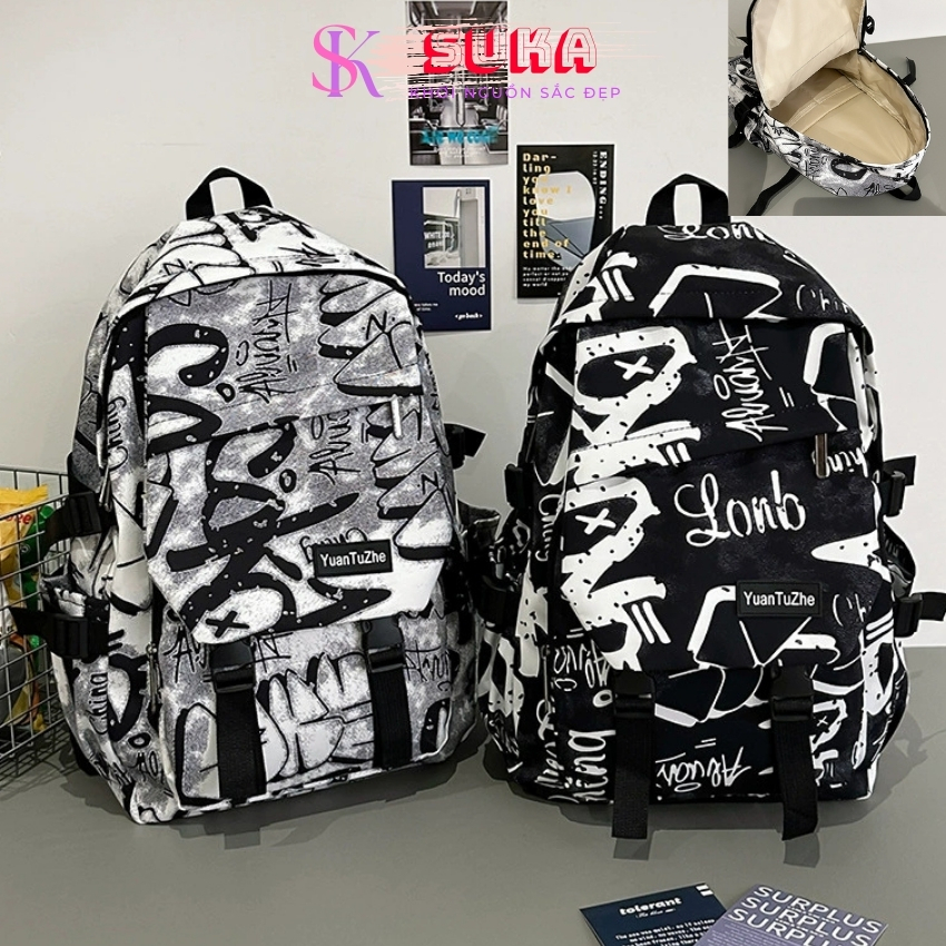 Balo đi học nam nữ ulzzang basic chống nước thời trang Hàn Quốc laptop học sinh unisex vải nylon SUKA BL046