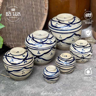  Thố truyền thống đựng mỡ gia vị cơm đủ size 7 9 11 14 15 18cm vẽ mắc võng hàng thủ công kiểu xưa gốm Lái Thiêu 