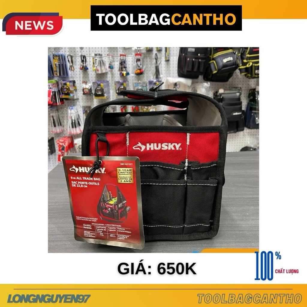 Túi đựng đồ nghề Husky vuông 9 inch