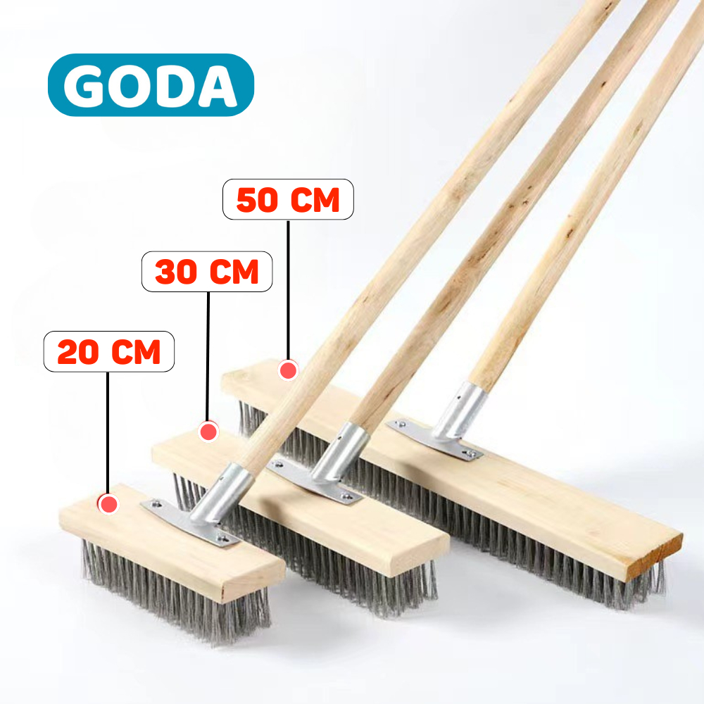 Chổi chà rêu sợi thép 304 không gỉ siêu bền bỉ, chổi sắt chà rong rêu bể bơi, vệ sinh sân vườn Goda
