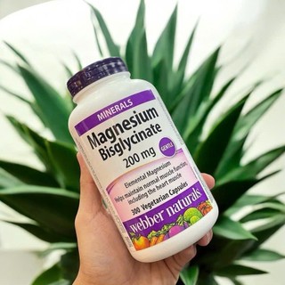 Magnesium Bisglycinate 200mg giảm tress chắc khoẻ xương Webber Natural, CanPrev Canada