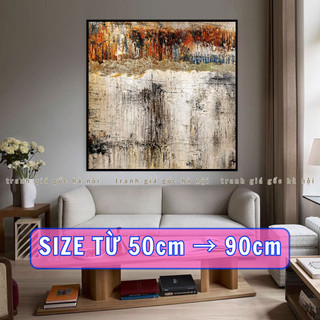 [SIZE LỚN] Tranh họa tiết tối giản phong cách Wabi Sabi in vải canvas nhập khẩu khổ vuông khung cao cấp