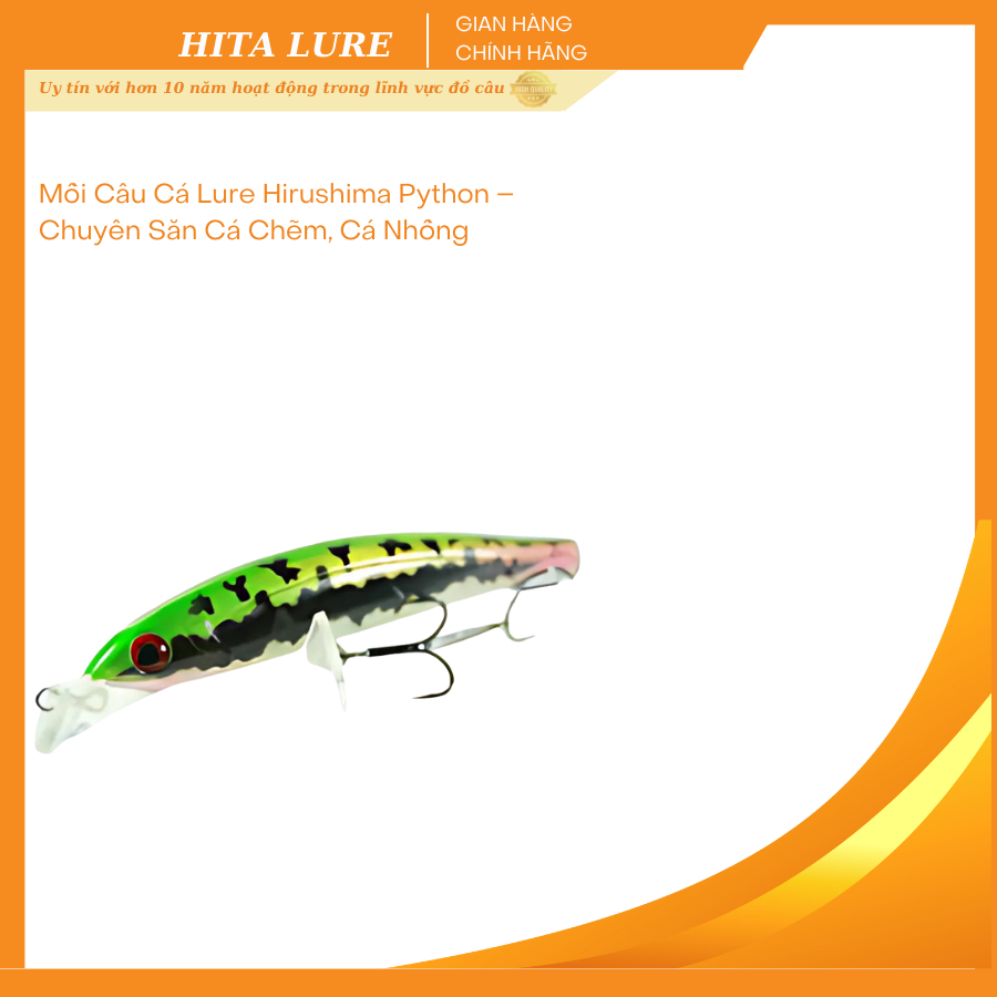 Mồi Câu Cá Lure Hirushima Python 110mm 14.5g Lưỡi BKK 3x Chuyên Săn Cá Chẽm, Cá Nhồng