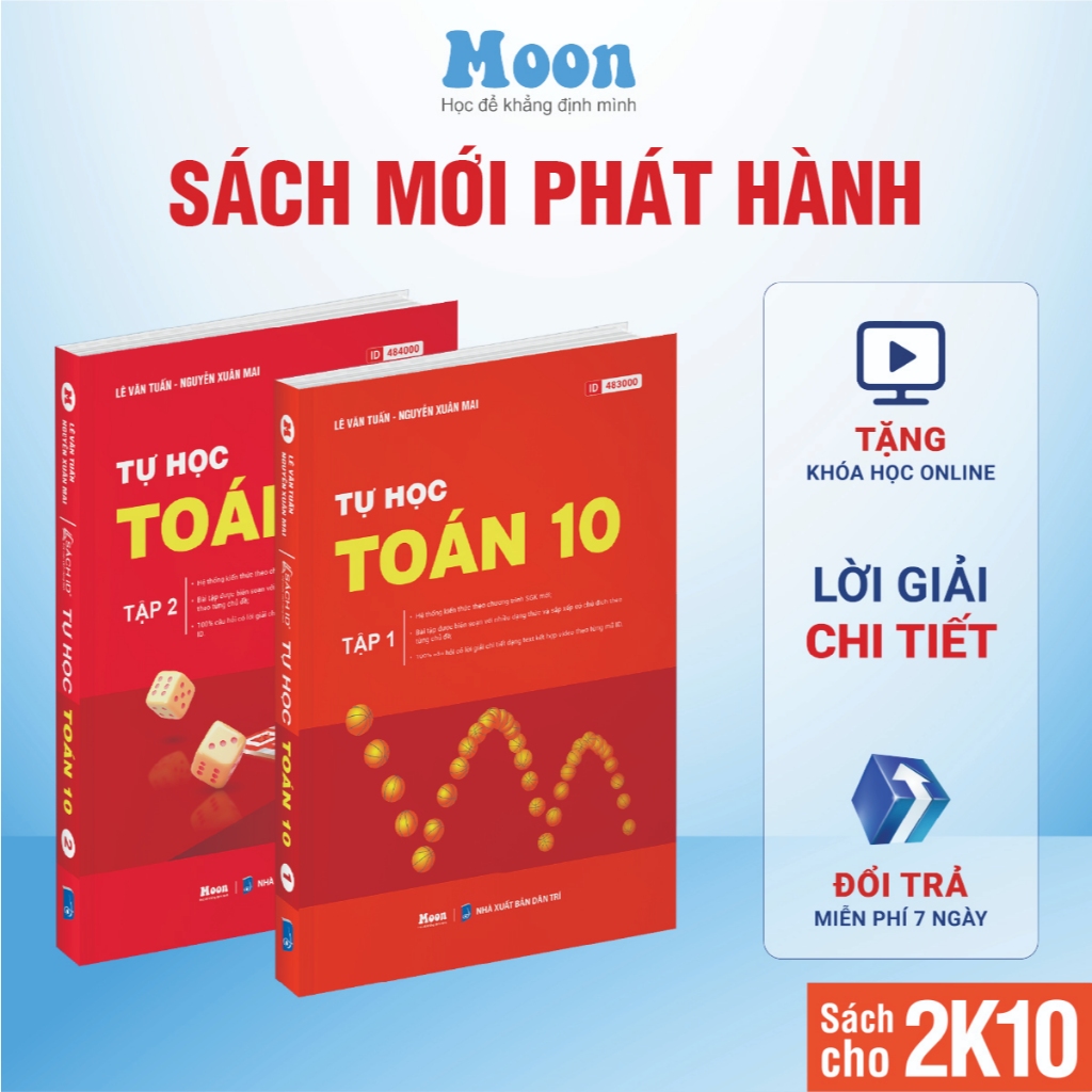 Combo 2 Sách id tự học Toán học lớp 10 chuẩn chương trình sgk mới moonbook