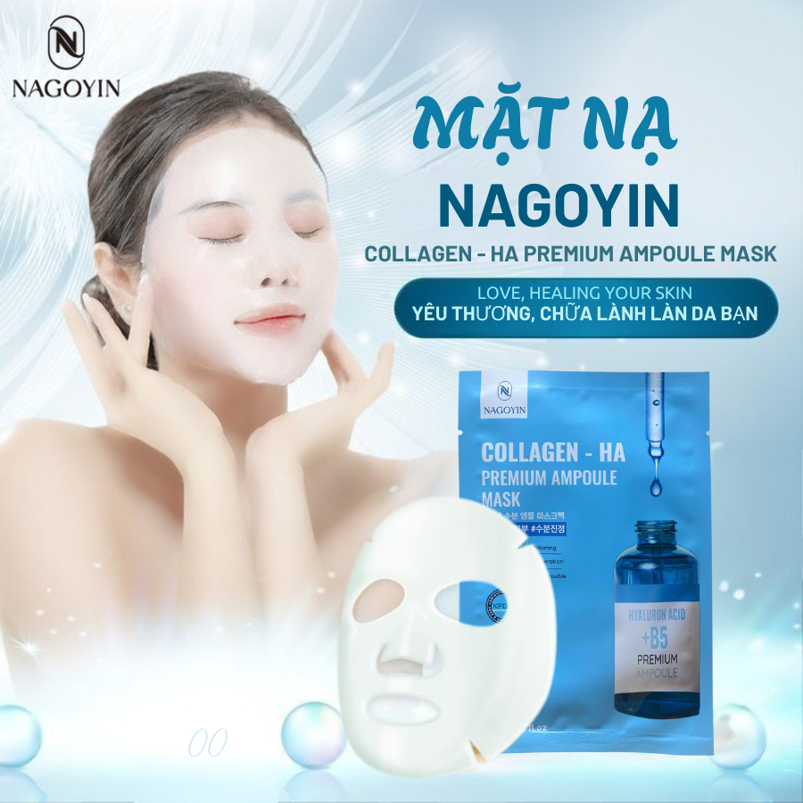 Hộp 10 mặt nạ B5 Collagen HA Premium Ampoule Mask - phục hồi da, cấp ẩm sâu, chống lão hóa Hàn Quốc