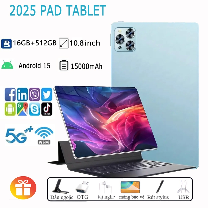🔥Máy tính bảng v62 10.8 inch 16GB+512GB 4K Full Screen Dual SIM wifi/5G Hỗ trợ Bluetooth Gaming Giải trí Văn phòng kiêm