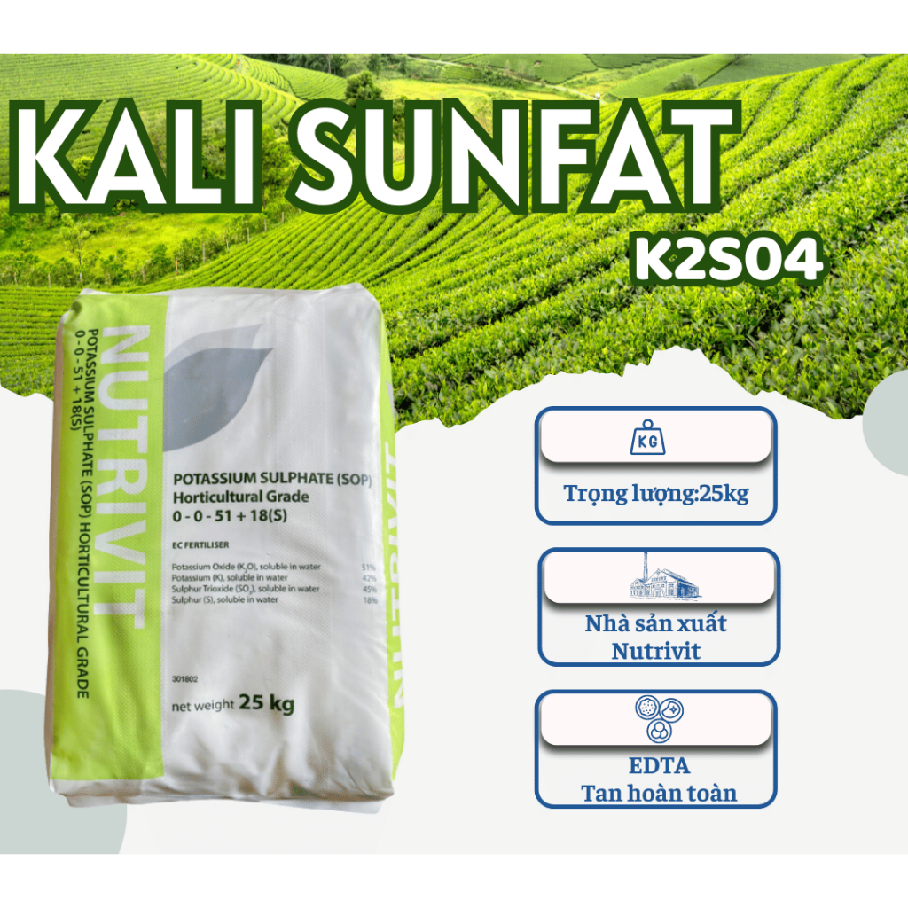 CánhĐồngXanh-Kali Sulphate K2SO4-Nutrivit-Bao 25kg