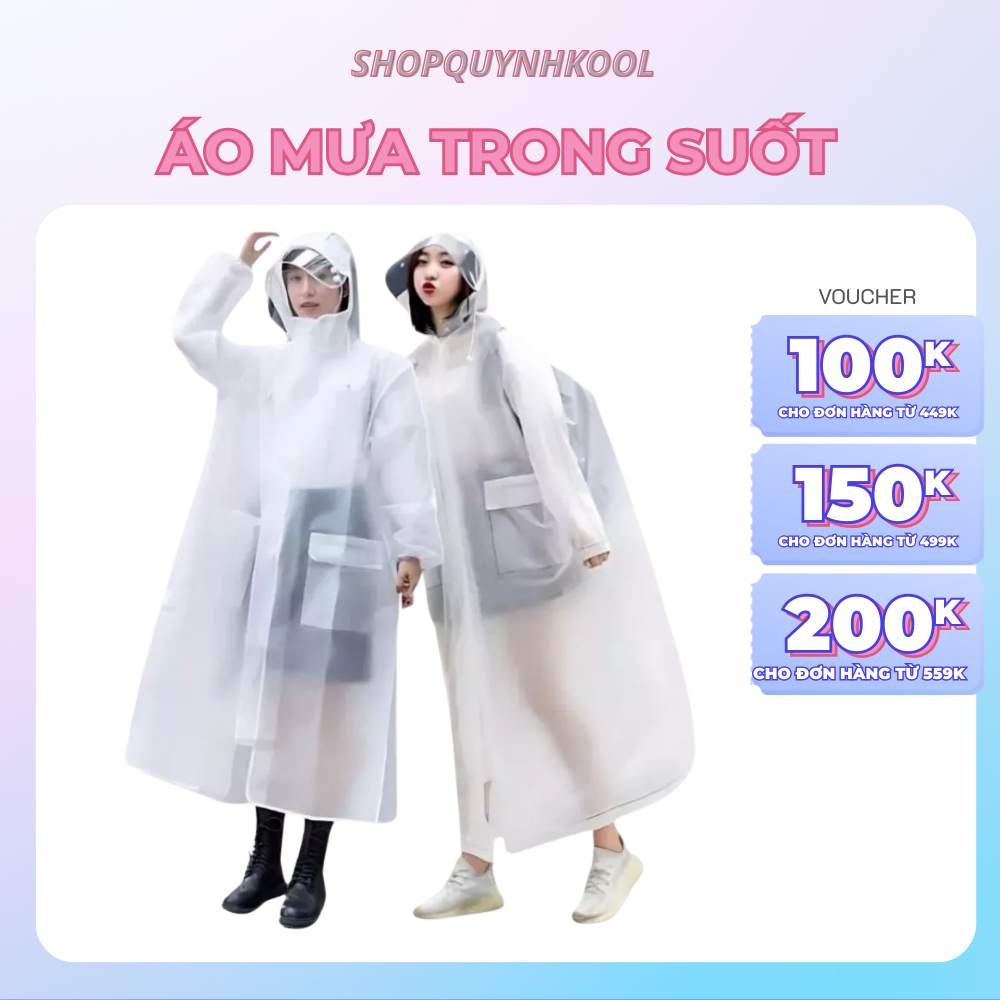 Áo Mưa Trong Suốt Didooglt Kiểu Dáng Thời Trang Có Khóa Kéo Tiện Lợi